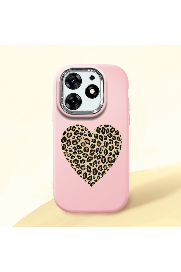 Tecno Spark 10 Pro Compatible Case Camera Protector Pink Silicone Couple Phone Case Heart Pattern