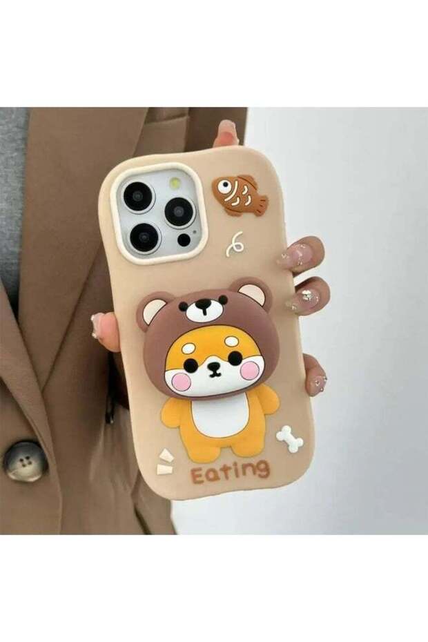 3D Cute Cartoon Character Scalable Holder Soft Silicone Case for iPhone 12/12 Pro