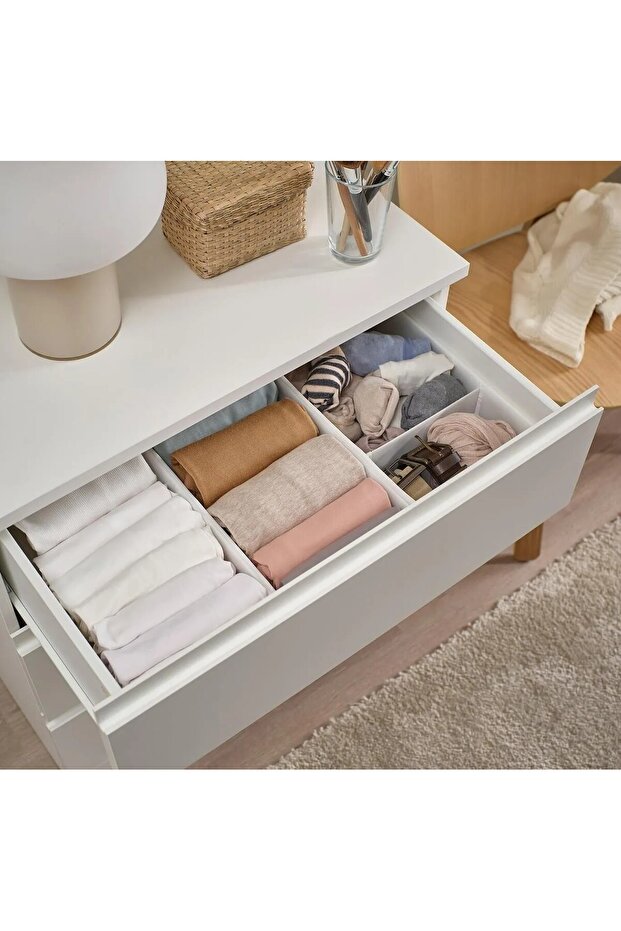 3 Pieces In-Cabinet Storage Box 20X38X12 cm Organizer Organizer Box Polyester White 001365