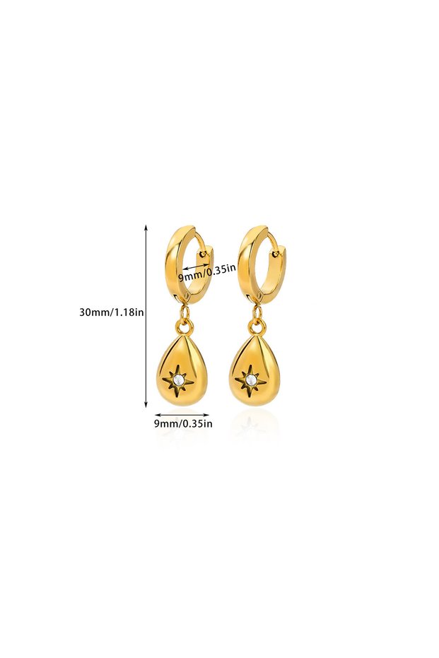 1 Zircon Star Moon Earrings For Women Girls Gold Color Stainless Steel Water Drop Moon Earrings Wed.