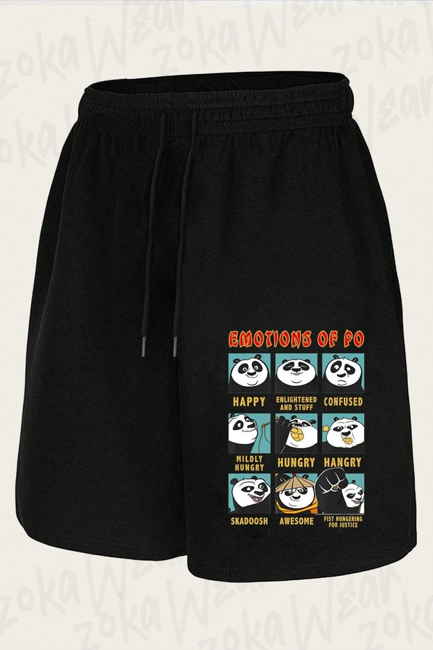 Unisex Kung Fu Panda Emotions of Po Design Printed Shorts