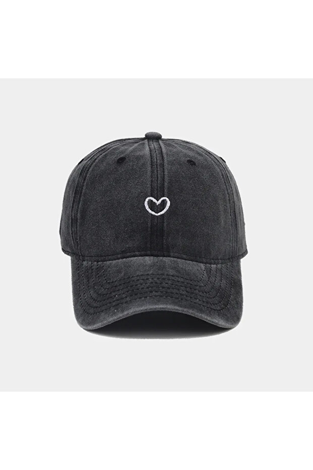 black Hat New For Women Men Washed Cotton Baseball Cap Soft Top Embroidered Love Retro Simple Snapba