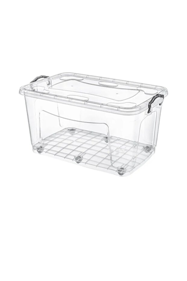 50 Liter Rolling Storage Box with Transparent Lid, Practical and Safe Use