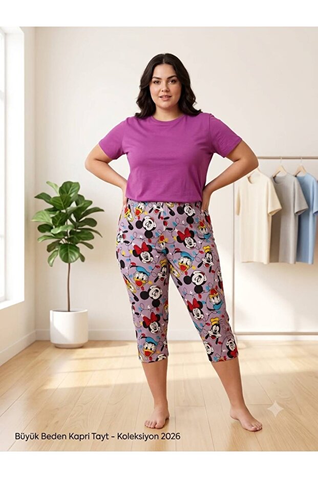 Women's Plus Size Patterned Capri Leggings Lycra Flexible Comfortable Daily Use