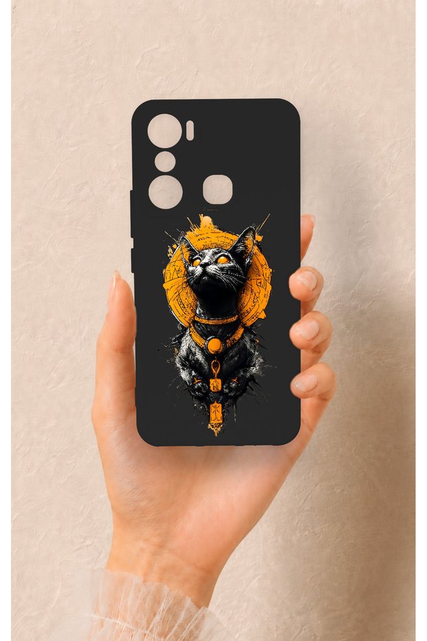 Infinix Hot 20I Compatible Egyptian Cat God Patterned Silicone Case