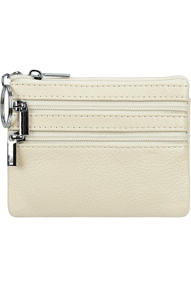 Genuine Leather Purse for Women with Keyring