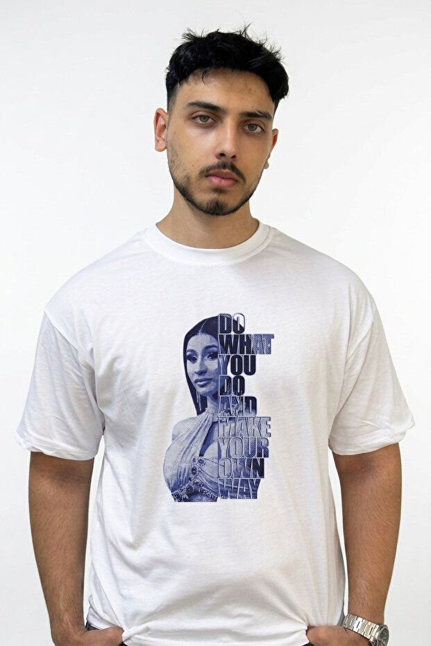 Cardi B_52 Design Printed Oversize White T-Shirt