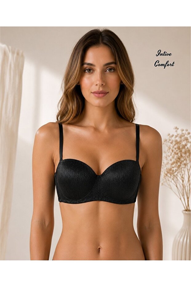 حمالة صدر ناعمة من نوع SoftLift بمقاس C مع دعم ودعامة سفلية، مقطوعة بالليزر، بدون حمالات، بتصميم لوتس، لامعة، مستوردة.