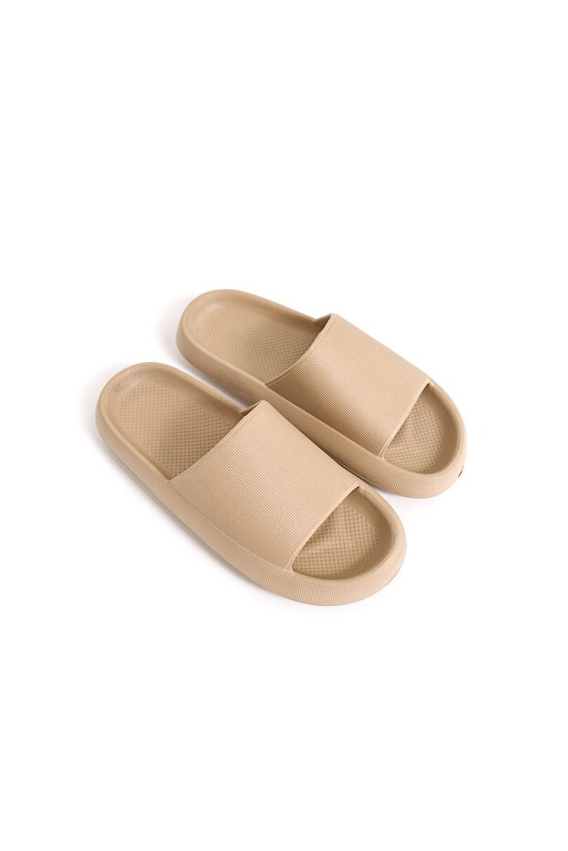 Poly Men's Flat Slippers Beige