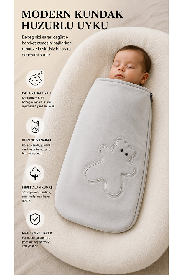 Baby Sleeping Bag and Swaddle with Zipper, 100% Cotton Muslin Inner Lining, Combed Cotton Outer Fabric, Special Design, 0-12 Months