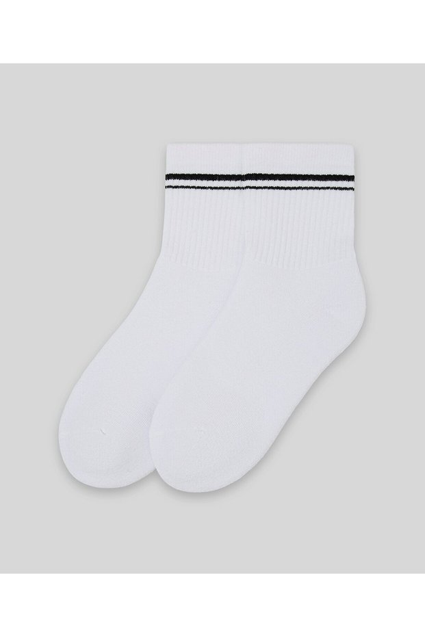 Striped Unicolor Half Towel Socks 2-Pack