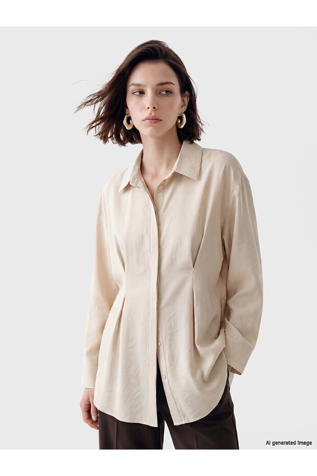Nevavm Modal Blended Pleated Women's Shirt Tunic with a Difference