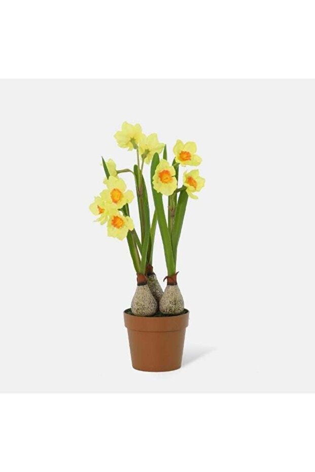 Fernza Artificial Daffodil Plant 37cm Yellow Potted Indoor Flower