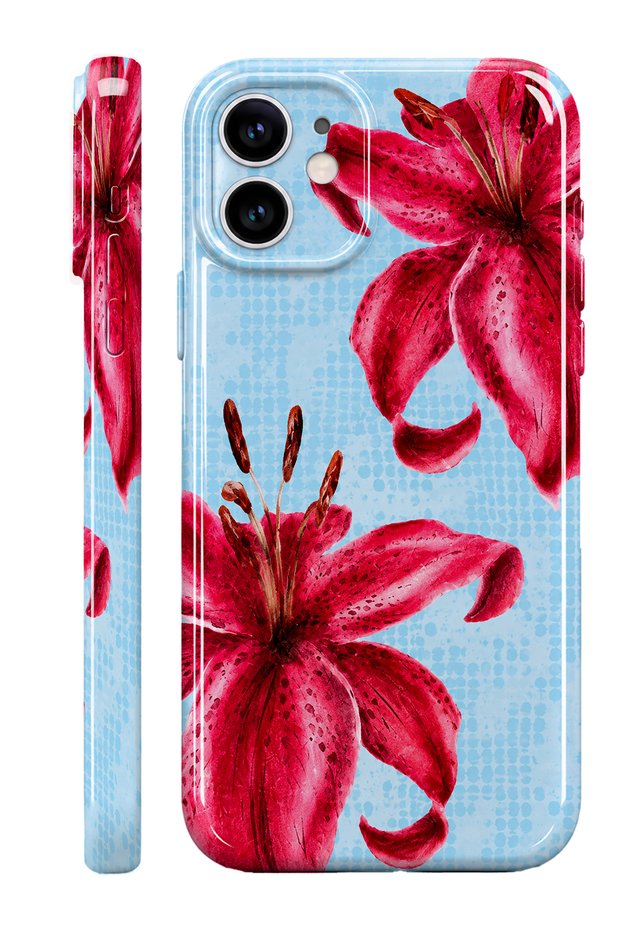 iPhone 11 Blue Flower Protect Slim Glossy Full Covering Print Camera Protected Phone Case