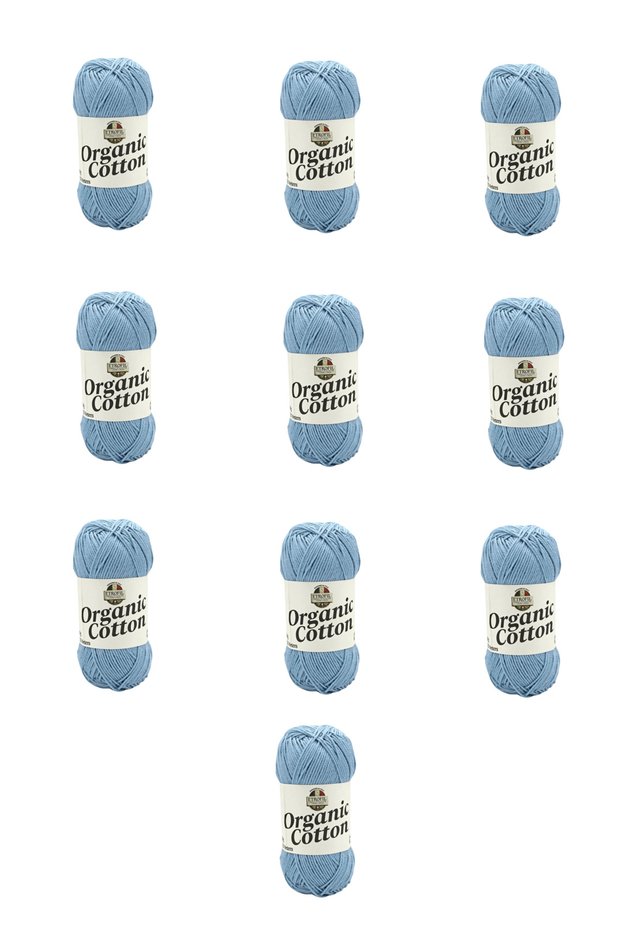 10 Pieces Organic Cotton (75425) Cool Blue 100% Organic Cotton Amigurumi and Baby Knitting Yarn