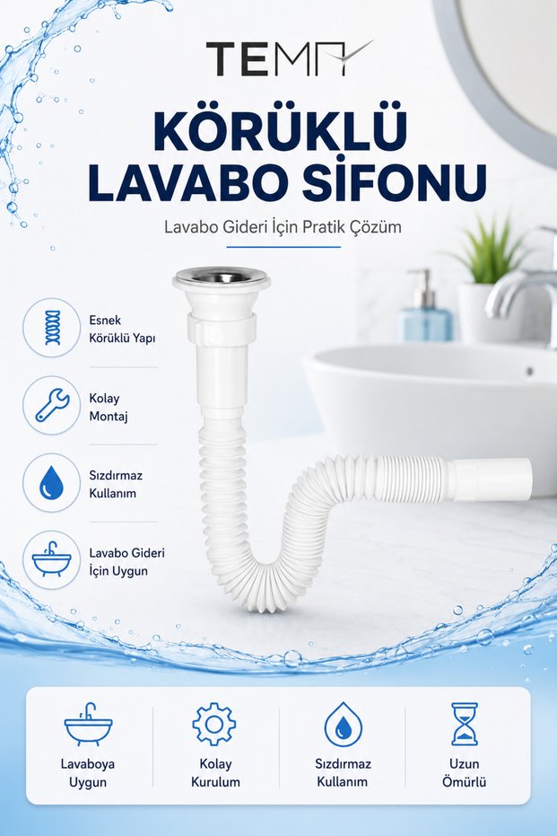 KÖRÜKLÜ LAVABO SİFONU 32 MM