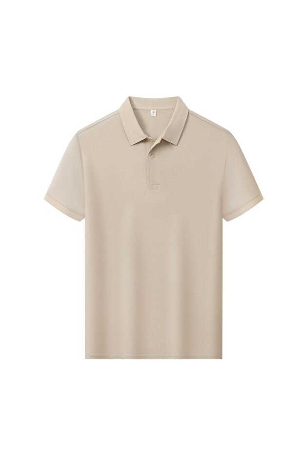 Arw98255 Seri̇ntutan--High Quality Men's Mercerized Polo Collar Tshirt with Snap Buttons