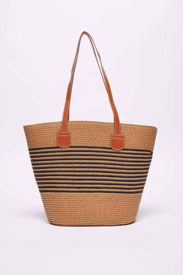 Women's Striped Straw Shoulder Bag