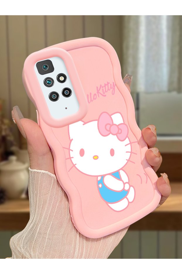 Redmi 10 2022 Compatible Case Camera Protector Pink Silicone Couple Phone Case Kitty Pattern