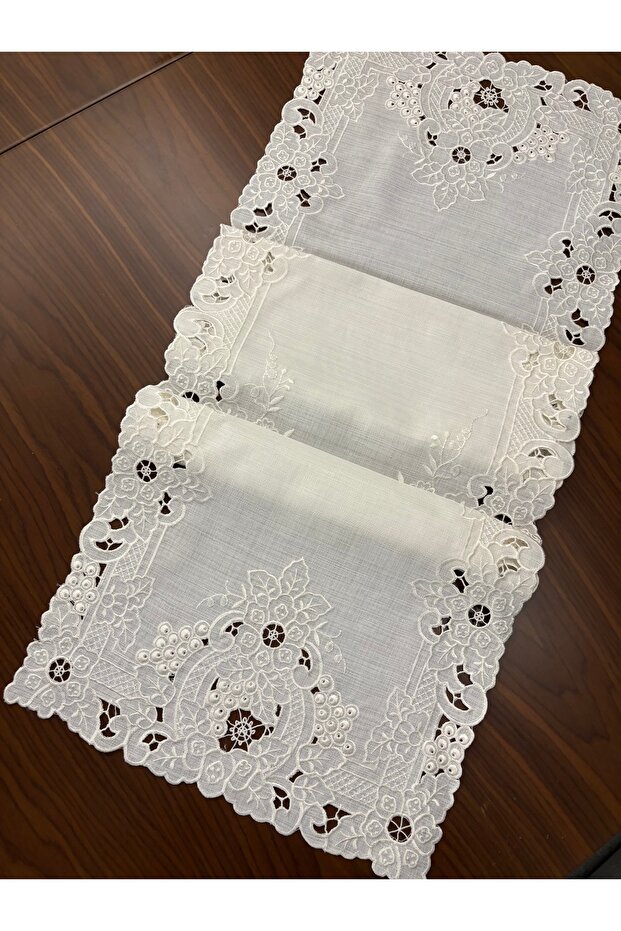 Noble - Delik İşi Runner Cream - 36X118 cm 1 Piece