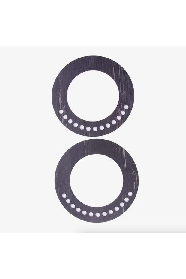 Wooden Handle - Round - 2 Pieces Black - 15 cm