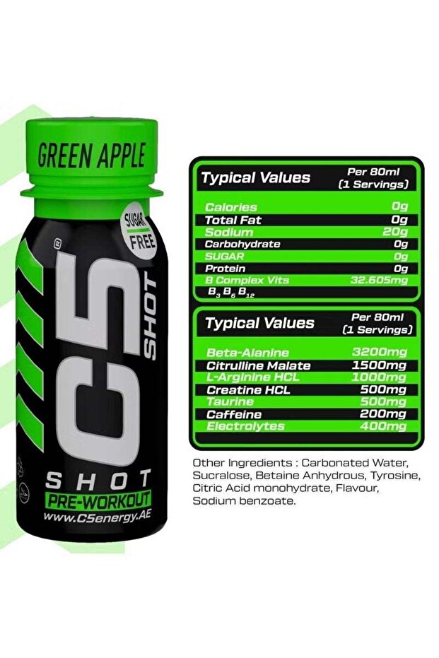 PRE-WORKOUT SHOT GREEN APPLE 80ML:6827