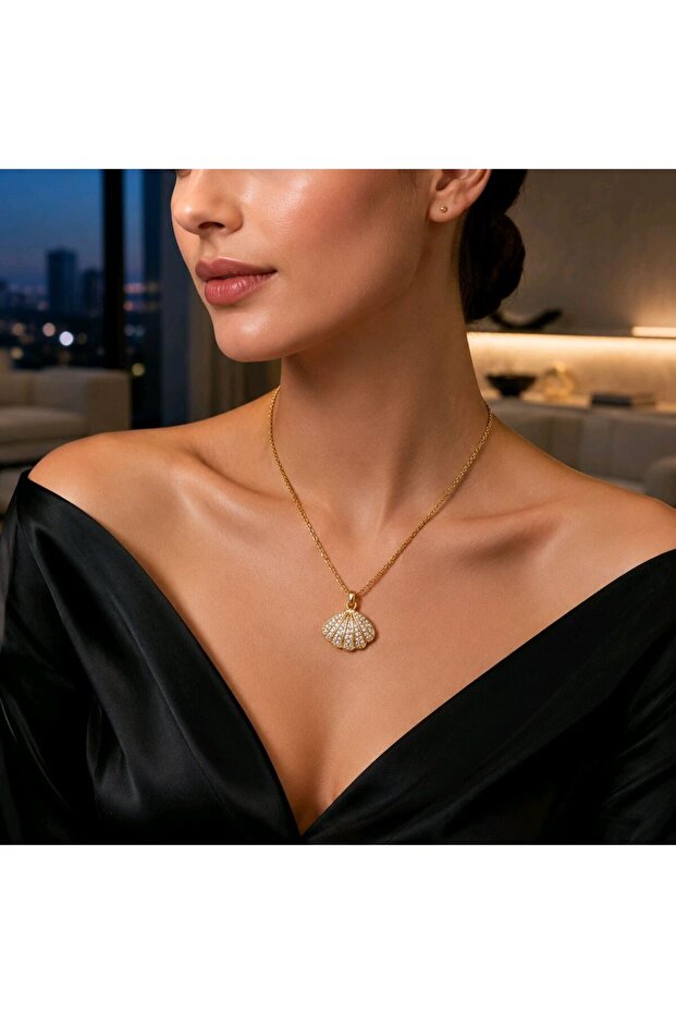 Gold Color Luxurious Openable Necklace with a Studded Figure