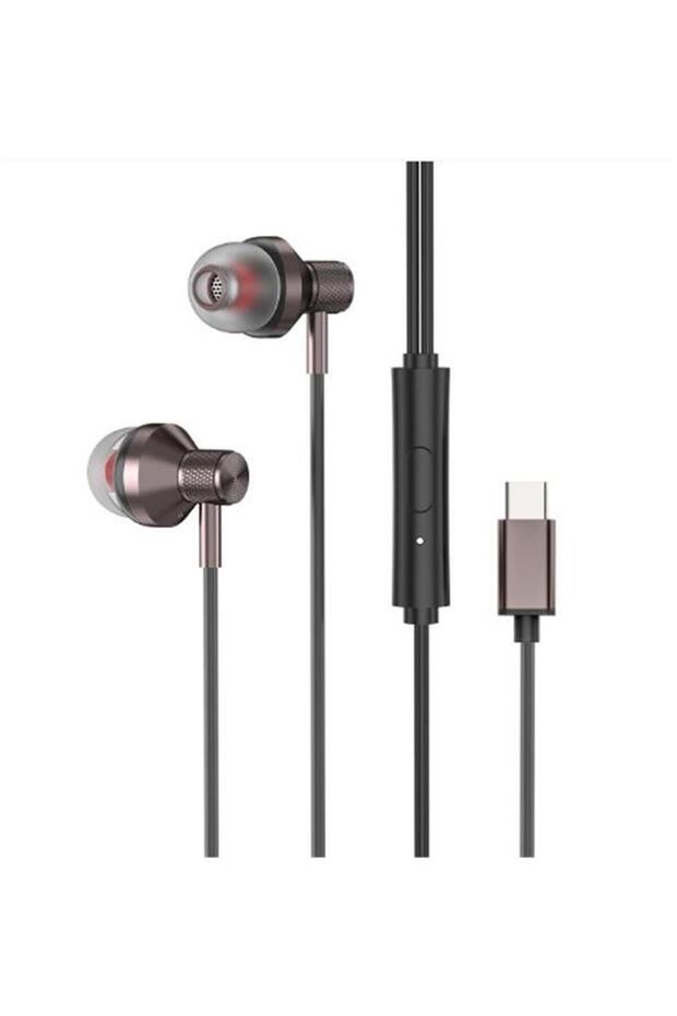 S-Link Sl-Tpk03 Typec Phone Compatible Metal Black In-Ear Headset with Microphone