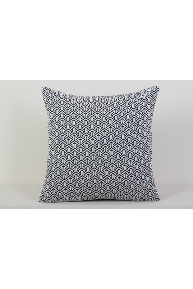 Black and White Geometric Patterned Decorative Woven Throw Pillow Cover