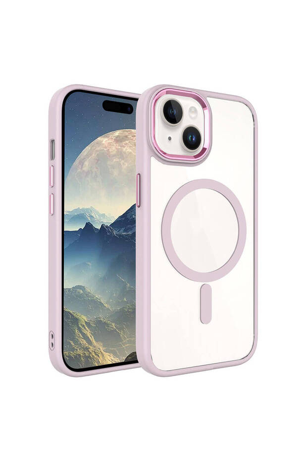 iPhone 15 Case Magsafe Transparent Back Face Camera Raised Silicone Tkng