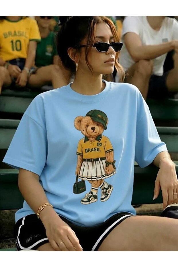 Brazil Teddy Bear Printed Oversize Cotton T-Shirt