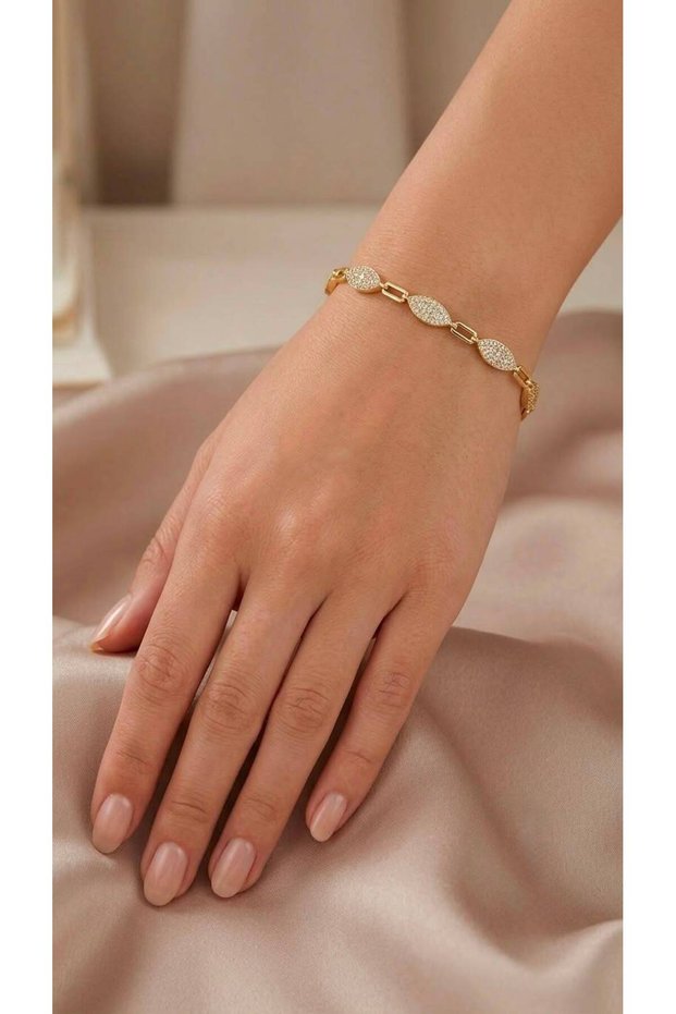 Steel Bracelet with Drop Stones