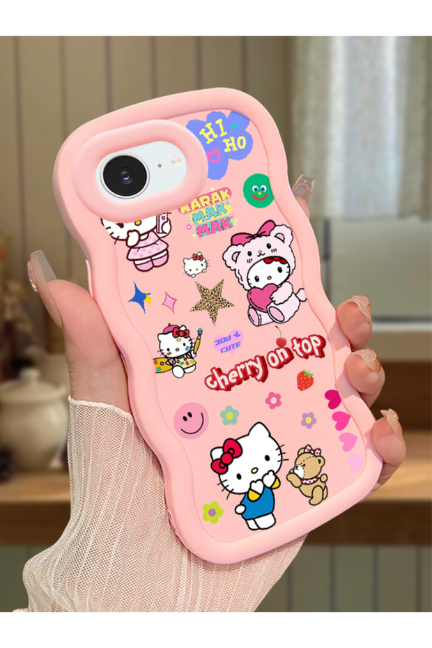 iPhone 16E Compatible Case Camera Protector Pink Silicone Couple Phone Case Kitty Pattern