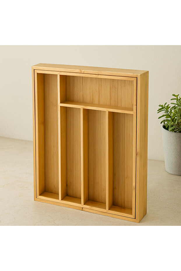 Bamboo Drawer Cutlery Holder 7 Compartments Multi-Purpose Organizer
