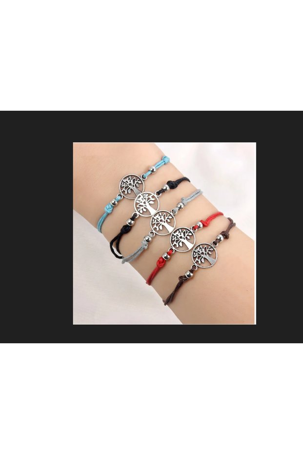 New 12-Piece/Set Ancient Silver Color Infinity Symbol Life Tree-Shaped Charm Bracelet Set Cord Bracelet for Women and Men Jewelry Gifts