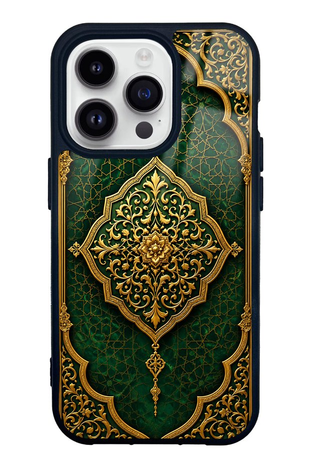 حافظة هاتف آيفون 14 برو بتصميم إمبراطوري زمردي لامع
