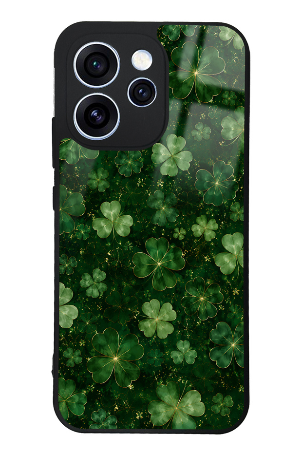 Oppo Reno 15 Pro Emerald Lucky Clover Design Glossy Phone Case