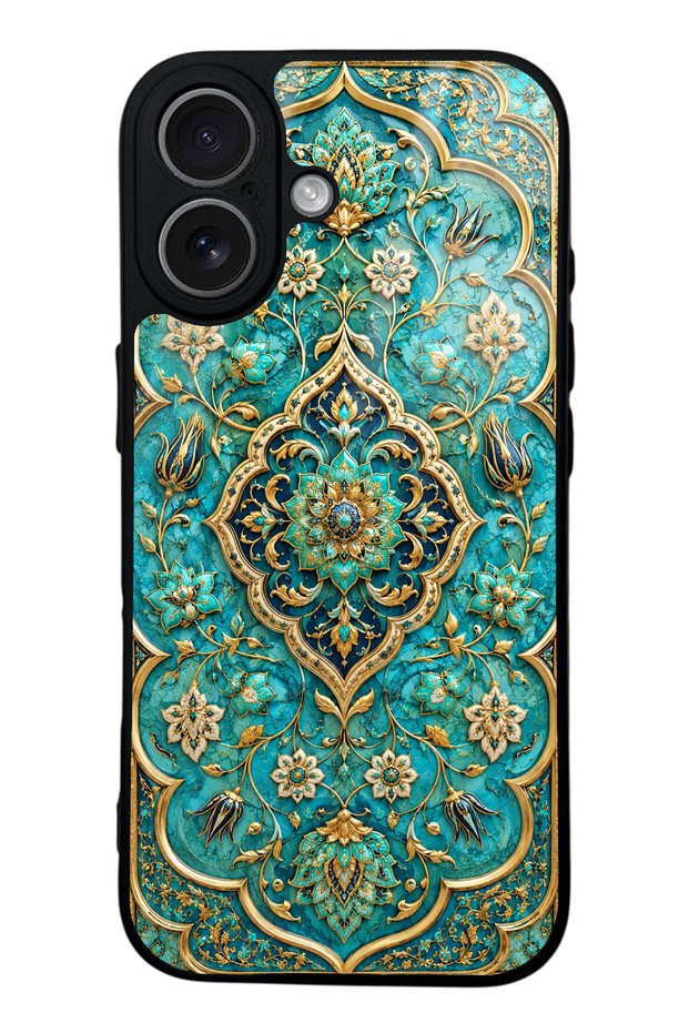 iPhone 17 Turquoise Ottoman Jewel Design Glossy Phone Case