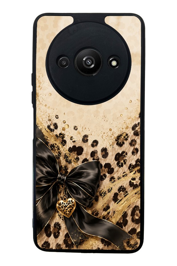 Xiaomi Redmi A3 Golden Leopard Heart Design Glossy Phone Case