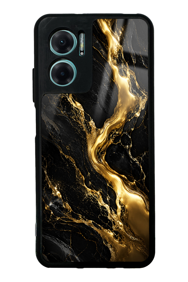 Xiaomi Redmi Note 11E Glossy Phone Case with Obsidian Gold Flow Design