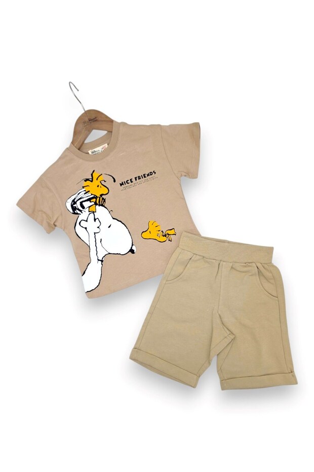 Boy's Summer 1-2-3-4-5 Years Old Snoopy Printed Shorts T-Shirt 2-Piece Set