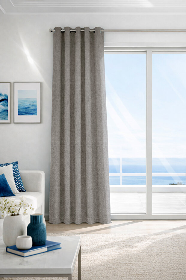 Nadia Beige Custom Size Background Curtain 160X270 Without Pleats