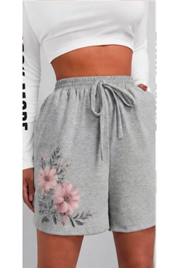 Hanangiyim Unisex Oversize Relaxed Fit High Waist Special Design Printed Summer Shorts