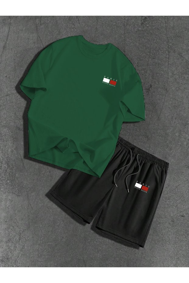 Oversize Paris Dream Maker Printed T-Shirt and Shorts Bottom Top Set 2 Piece Set