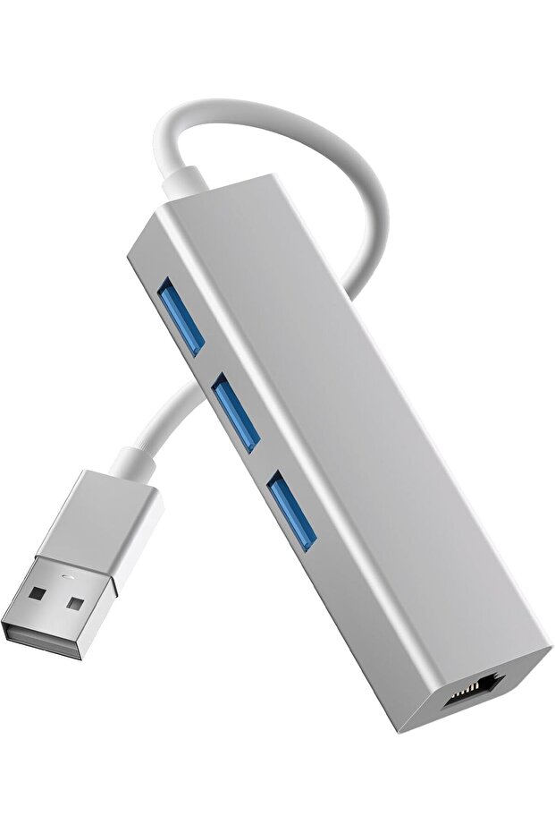 USB Hub to Ethernet Adapter - USB 4 in 1 hub to Megabyte RJ45 and USB - Compatible with Desktops Laptops and Mobile Devices for Office and Gaming