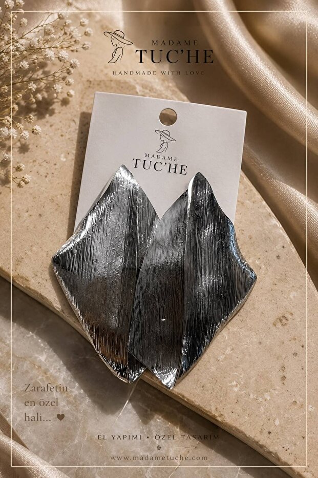 Silver Color Big Stylish Asymmetric Earrings