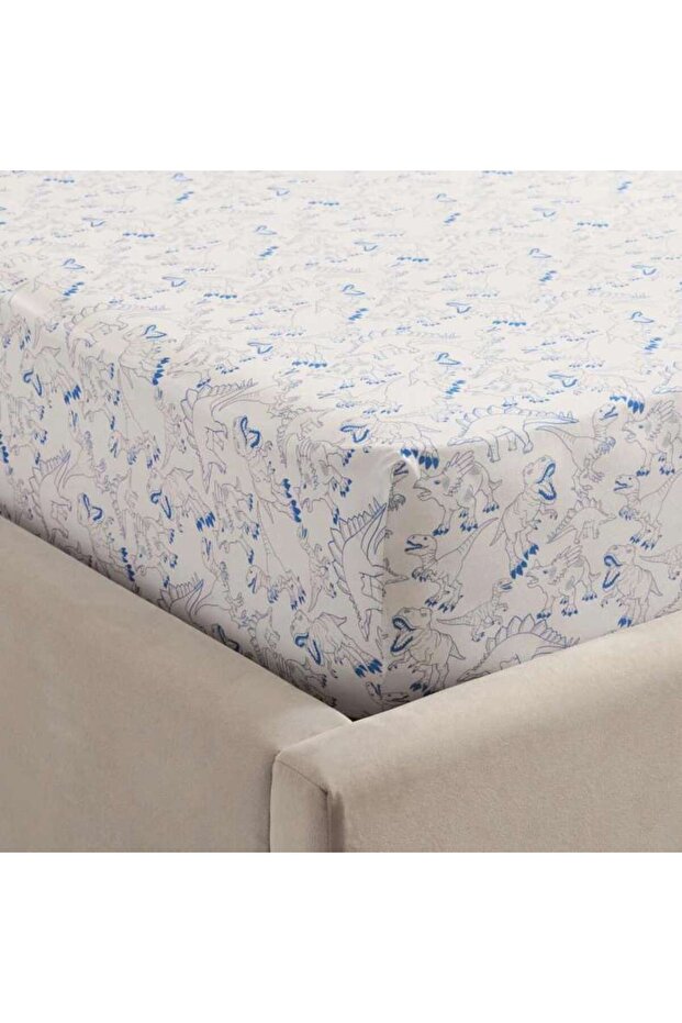 Roarsome Fitted Sheet 120x200+33cm-Blue