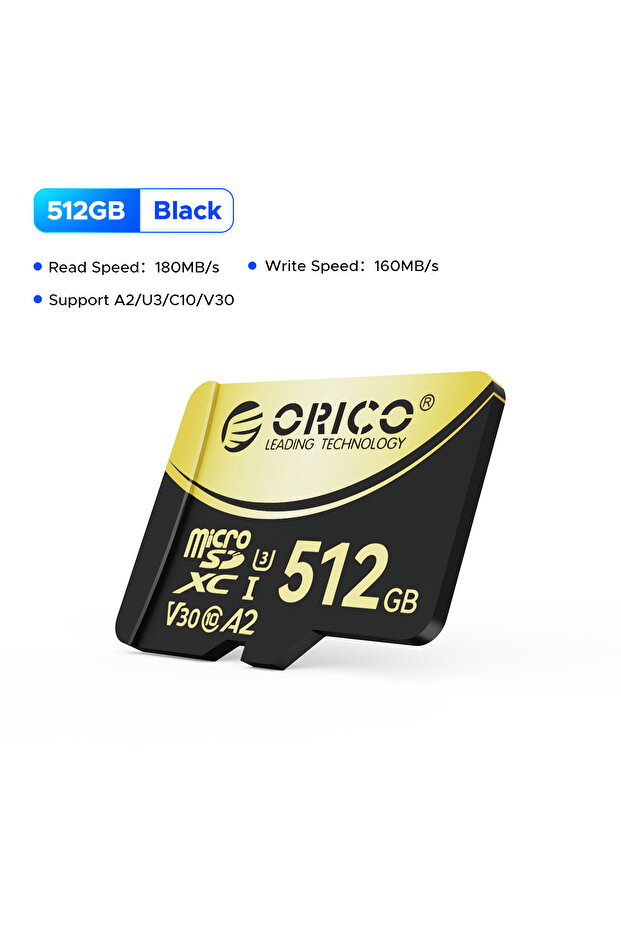 Orico PRO Plus 512GB ORICO V3 256GB microSDXC UHS-I Memory Card, 180MB/s Read 160MB/s, 4K UHD Recodi