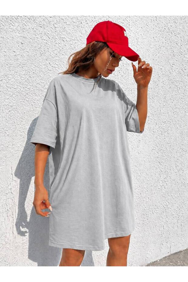 Women's Wide Fit Crew Neck Long Oversize Basic T-Shirt