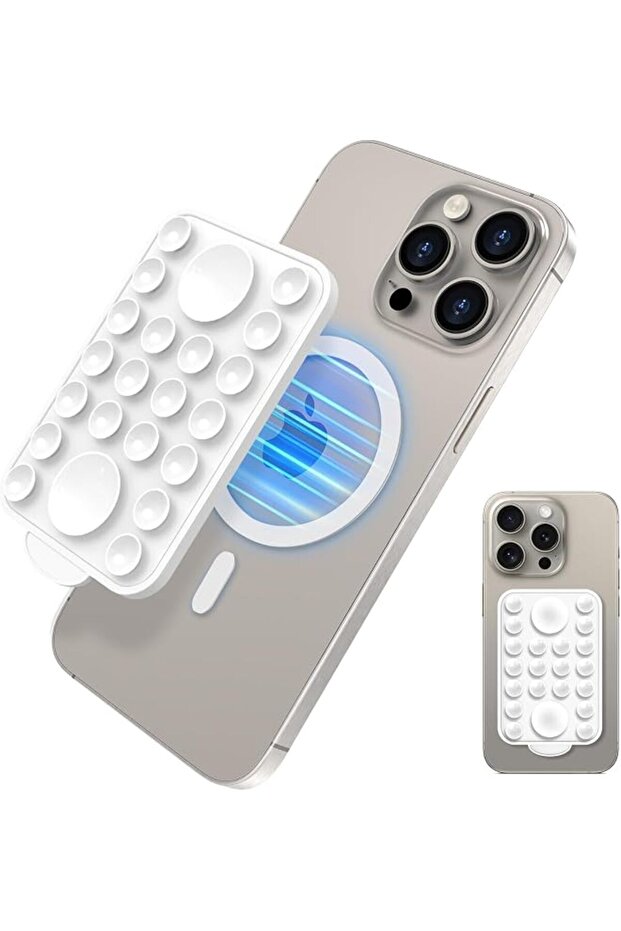 Magnetic Suction Cup Phone Mount for MagSafe, Hands-Free Silicon Holder for Video Recording and Selfies,
